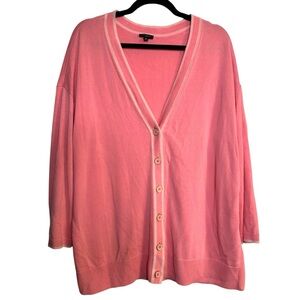 Talbots Pink Buttoned V Neck Cardigan Cotton Blend Size 1X
